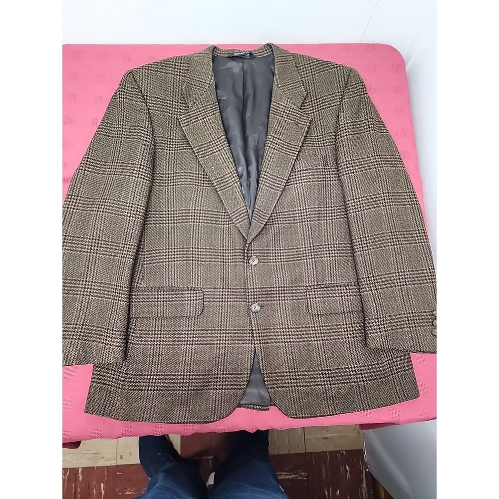 Vintage Burberrys' Prorsum Harris Tweed 100% Wool Sports Jacket 46 R Olive